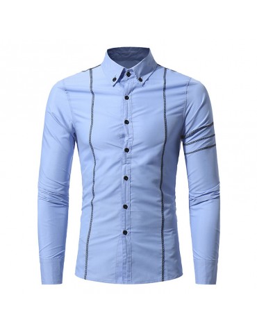 Stylish Stitching Solid Color Slim Fit Designer Long Sleeve Shirts For Men