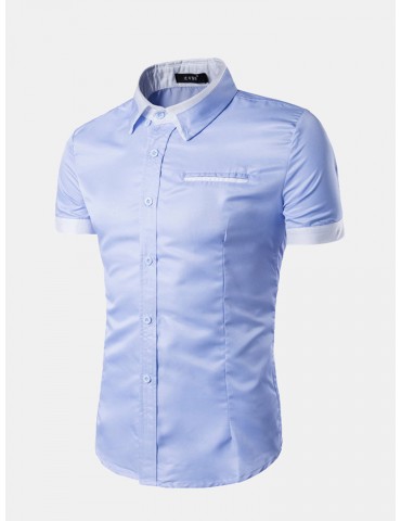 Patchwork Stylish Solid Color Designer Short Shirts For Men