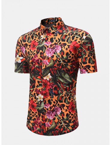 Short Sleeve Flower Printing Summer Hawaiian Shirt for Men