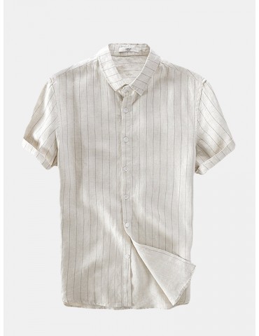 Striped Linen Loose Thin Summer Casual Shirt for Men