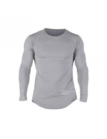 Mens Sport Cotton Breathable Tops Solid Color O-neck Long Sleeve Casual T shirt