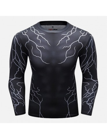 Mens Compression Tight Training Tops Gym Strap Sport Long Sleeve Training Sportswear