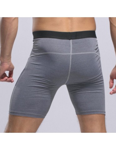 Mens Solid Color Elasticity Quick Dry Fitness Jogging Training Tights Sport Shorts