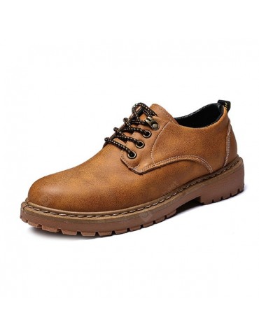 Stylish Wear-resistant Flat Men Lace-up Leather Shoes