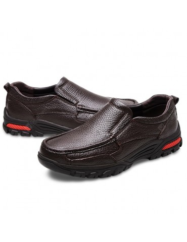 Men Trendy Soft Slip-on Shock-absorbing Leather Casual Shoes