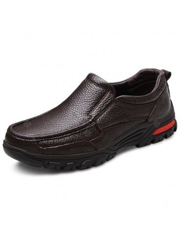 Men Trendy Soft Slip-on Shock-absorbing Leather Casual Shoes