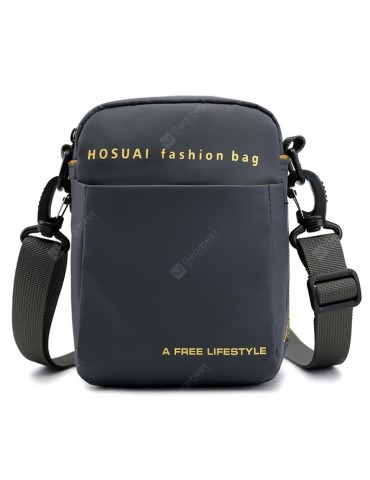 Men's Water-resistant Nylon Material Crossbody Bag Embroidered Solid Color