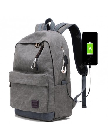 USB Charging Port Backpack Men's Canvas Material Korean Style Outdoor Leisure Travel Sports Bag