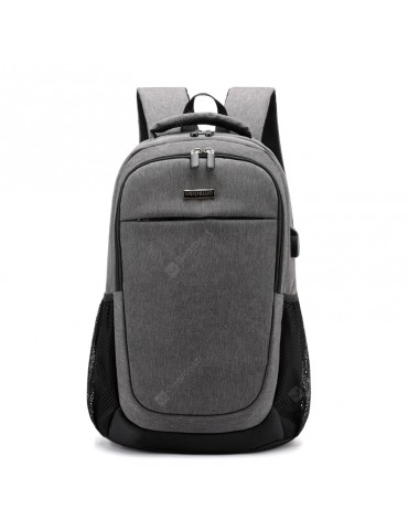 Men's Backpack Wide Shoulder Strap Zipper Pocket 15.6-inch Laptop Bag