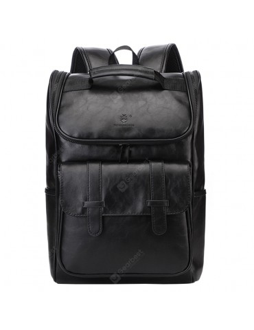 Men's Large Capacity PU Backpack Simple Easy-match Waterproof Pack External USB Charging Port