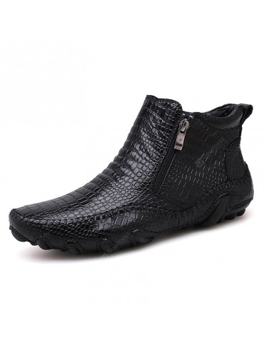 AILADUN Men's Large Size High Top Casual Crocodile Pattern Shoes