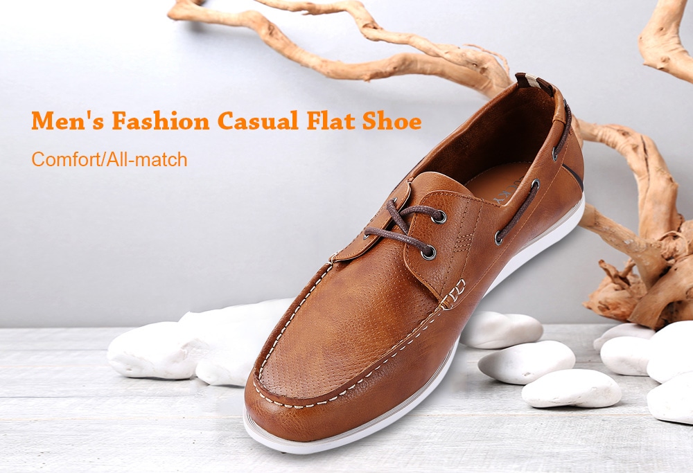 Men's Fashion Casual Flat Shoe- Brown 10