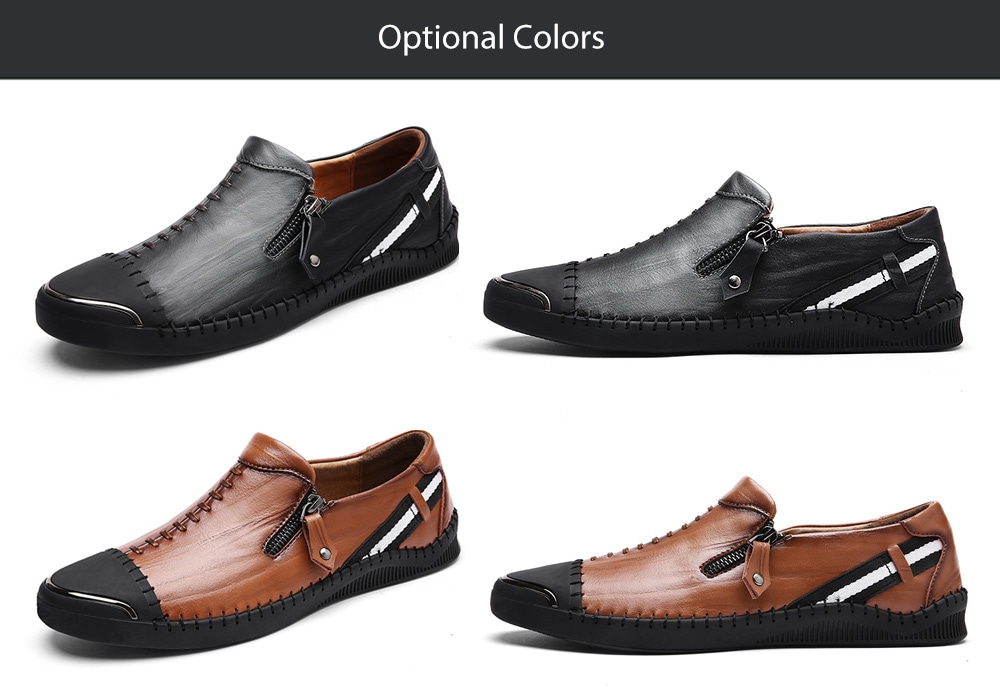 Leisure Anti-slip Soft Leather Loafer Shoes for Men- Black 40