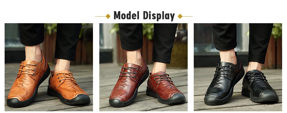 Men Comfortable Flat Shoes Leisure Lace-up- Black EU 43