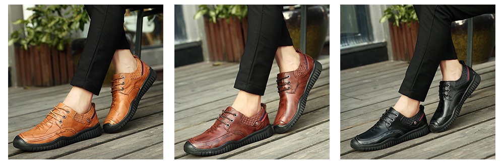 Men Comfortable Flat Shoes Leisure Lace-up- Black EU 43