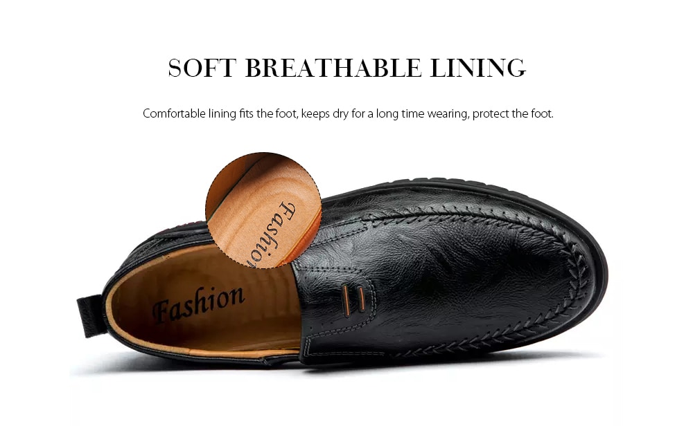 Split Leather Men Casual Shoes Fashion Top Quality Driving Moccasins- Black EU 40