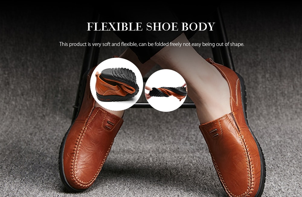 Split Leather Men Casual Shoes Fashion Top Quality Driving Moccasins- Black EU 40