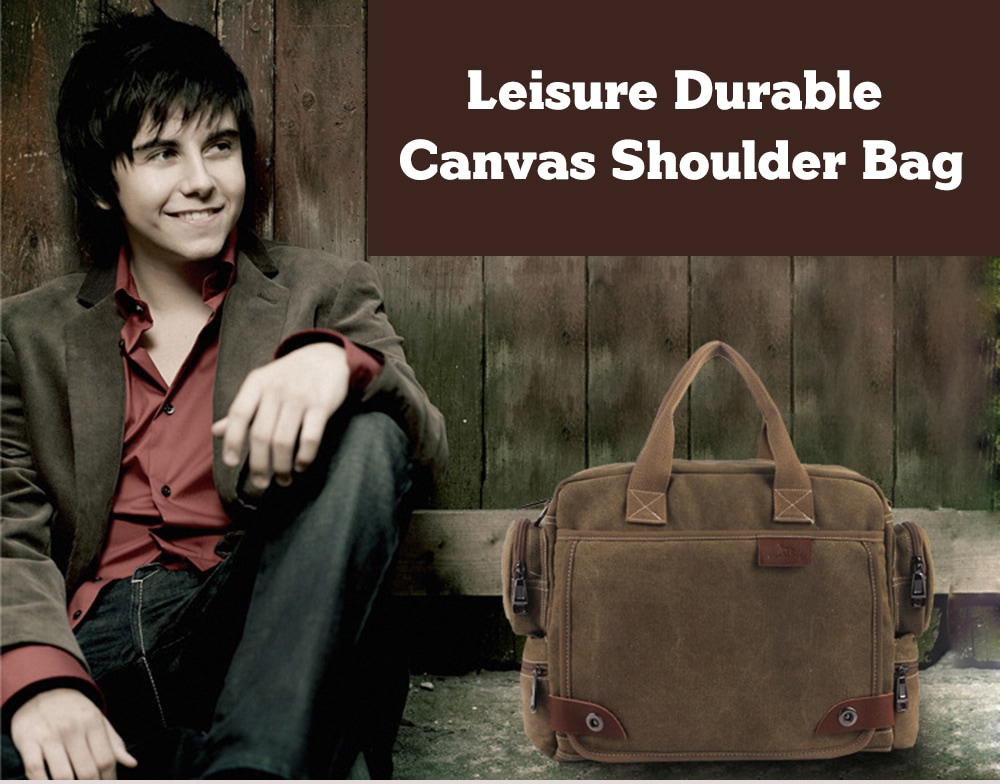 Stylish Leisure Canvas Shoulder Bag- Oak Brown