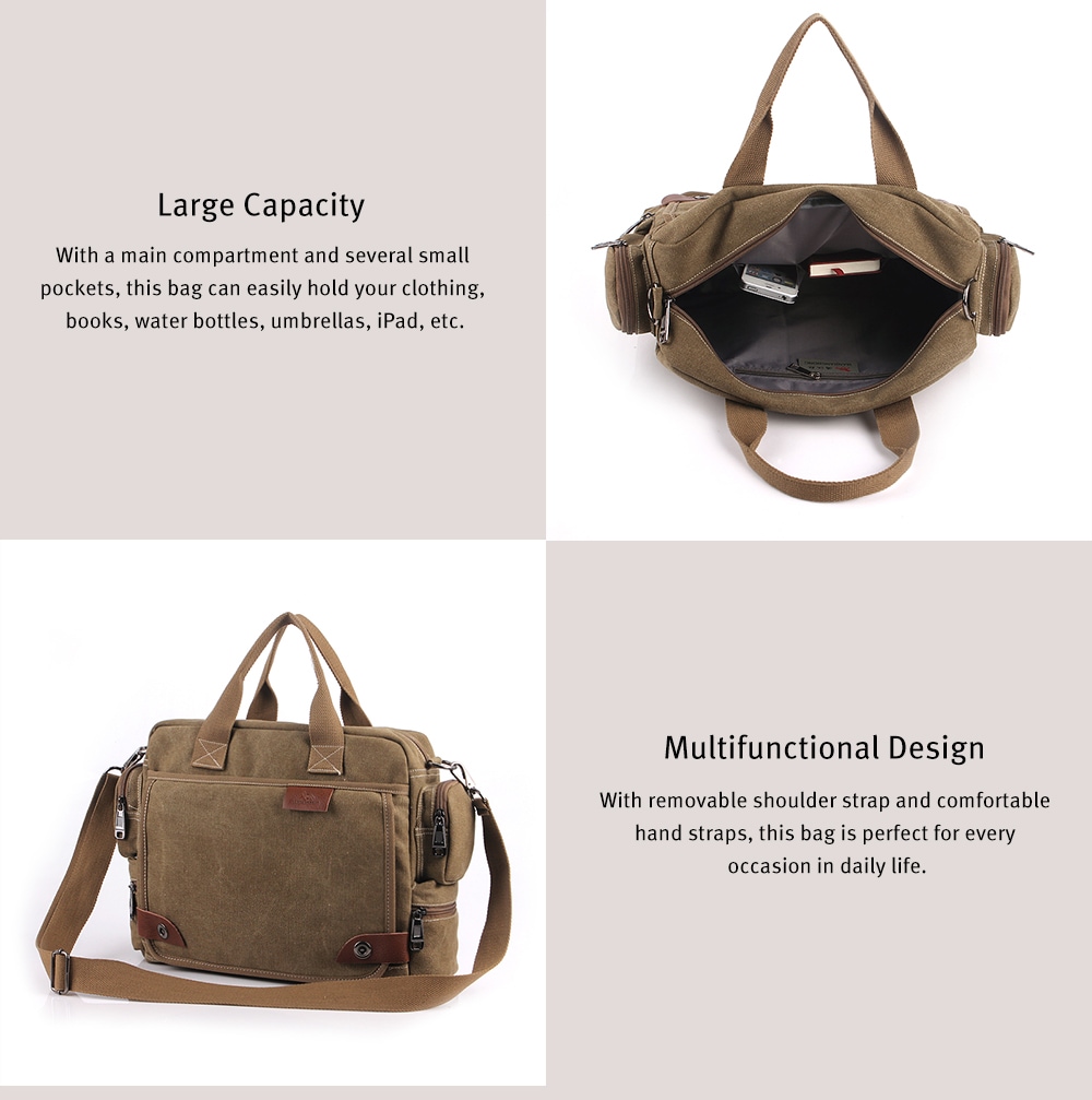 Stylish Leisure Canvas Shoulder Bag- Oak Brown