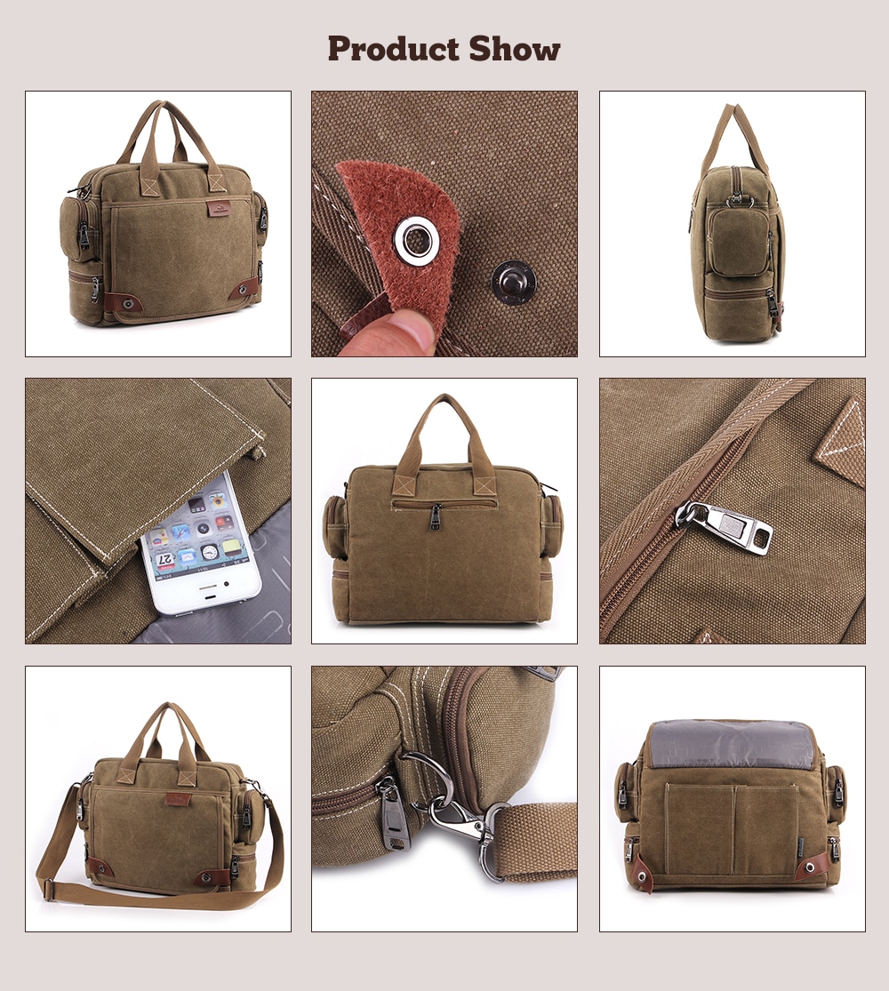 Stylish Leisure Canvas Shoulder Bag- Oak Brown