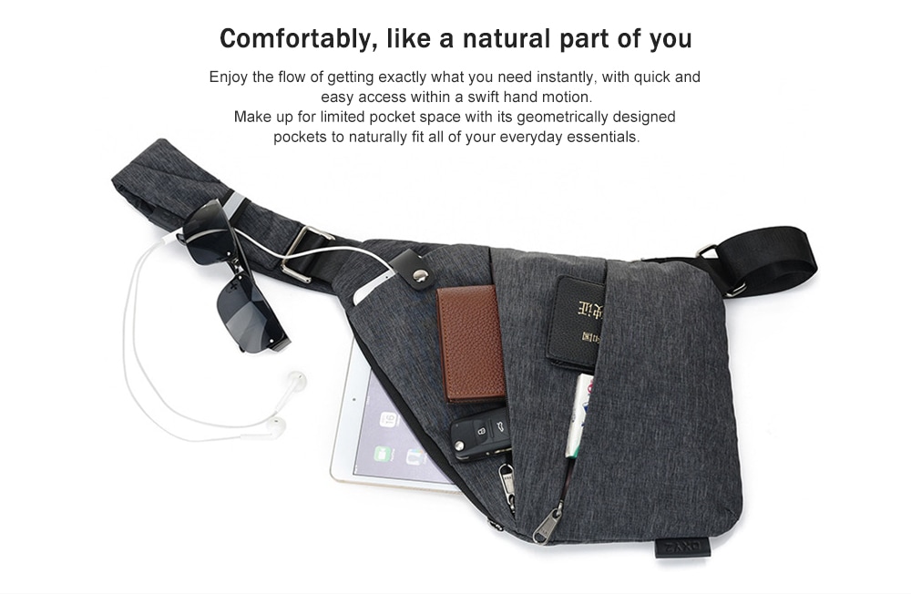 Multi-function Anti-theft Men's Canvas Chest Bag- Gray