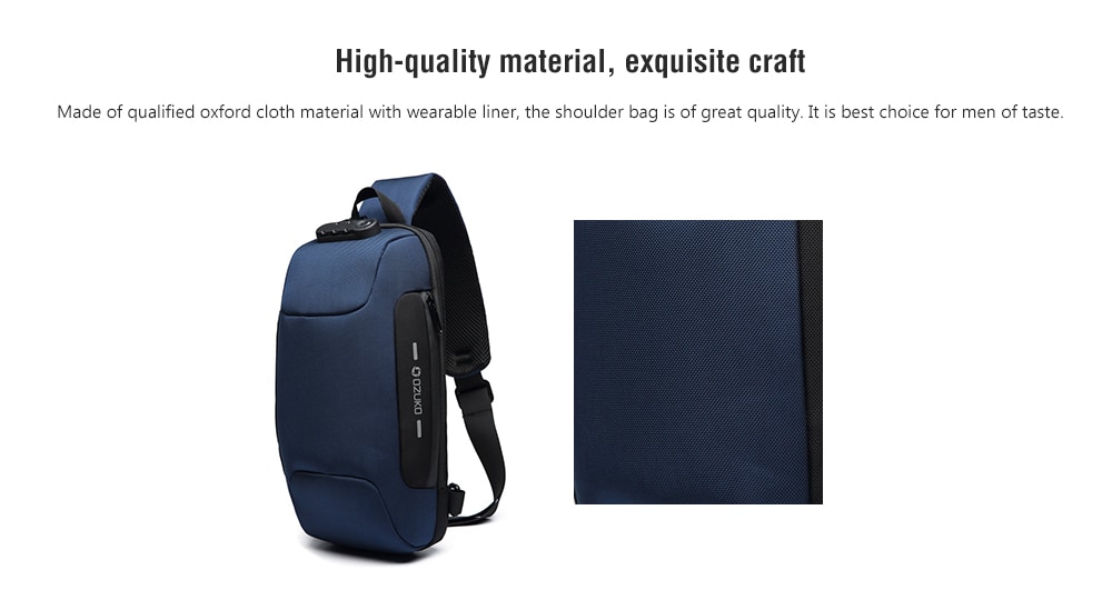 Ozuko Men's Shoulder Bag Anti-theft Chest Bag Casual Waterproof Oxford Cloth- Dark Gray