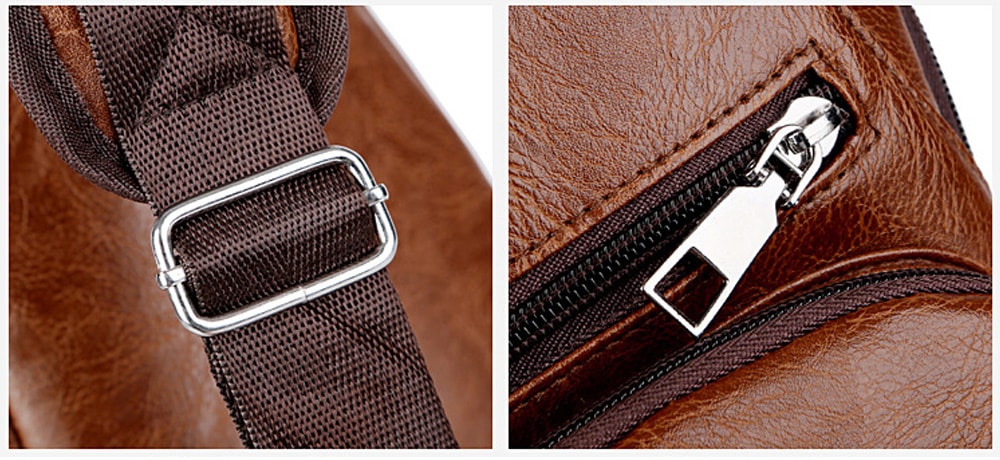 USB Charging Chest Bag Casual Fashion - Coffee