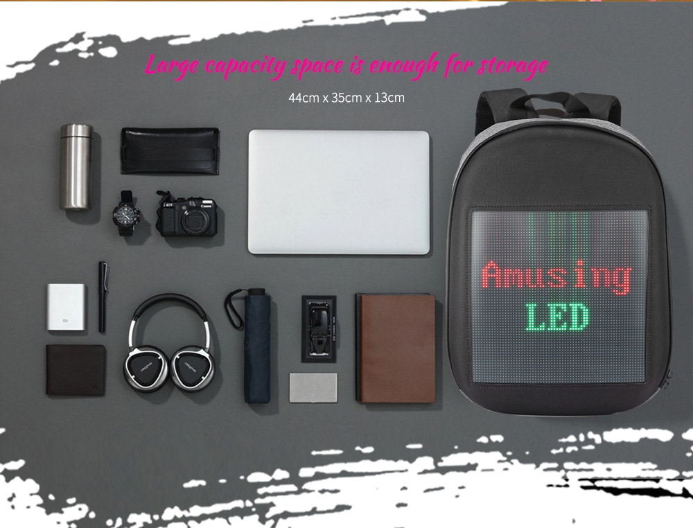 Fashion WIFI Version Smart Led Dynamic Backpack- Gray