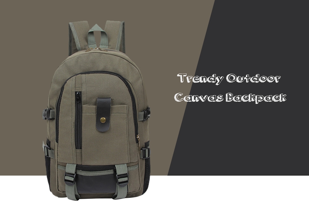 Trendy Outdoor Large Capacity Canvas Backpack for Men- Army Green