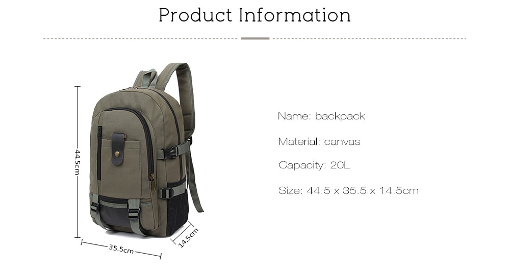 Trendy Outdoor Large Capacity Canvas Backpack for Men- Army Green