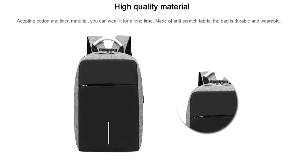 Men Fashion Laptop Backpack with USB Port- Gray