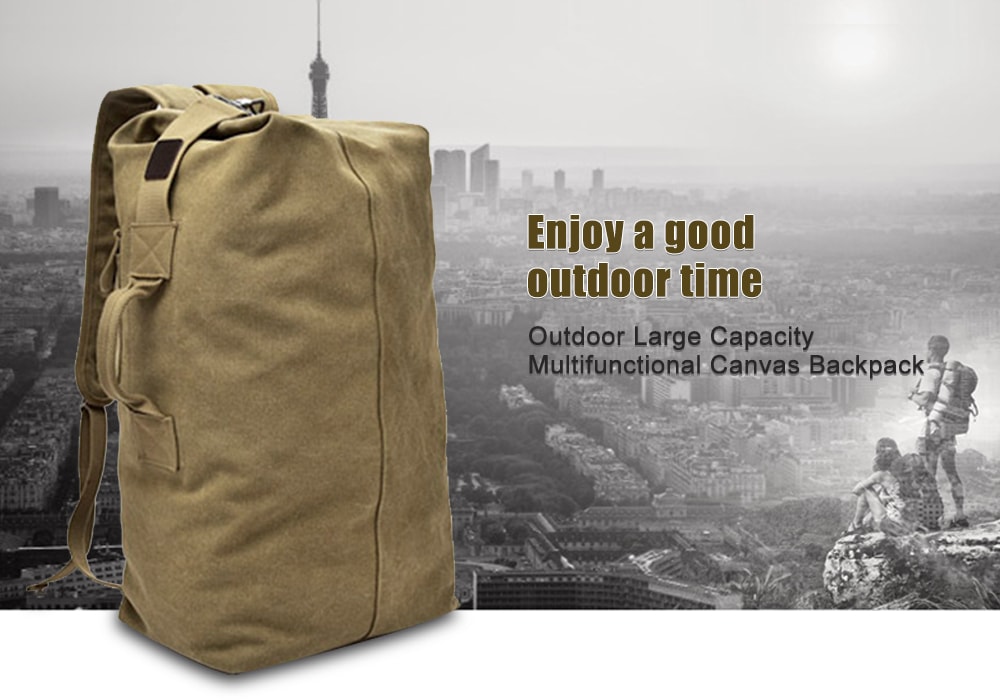 Outdoor Large Capacity Multifunctional Canvas Backpack- Wood