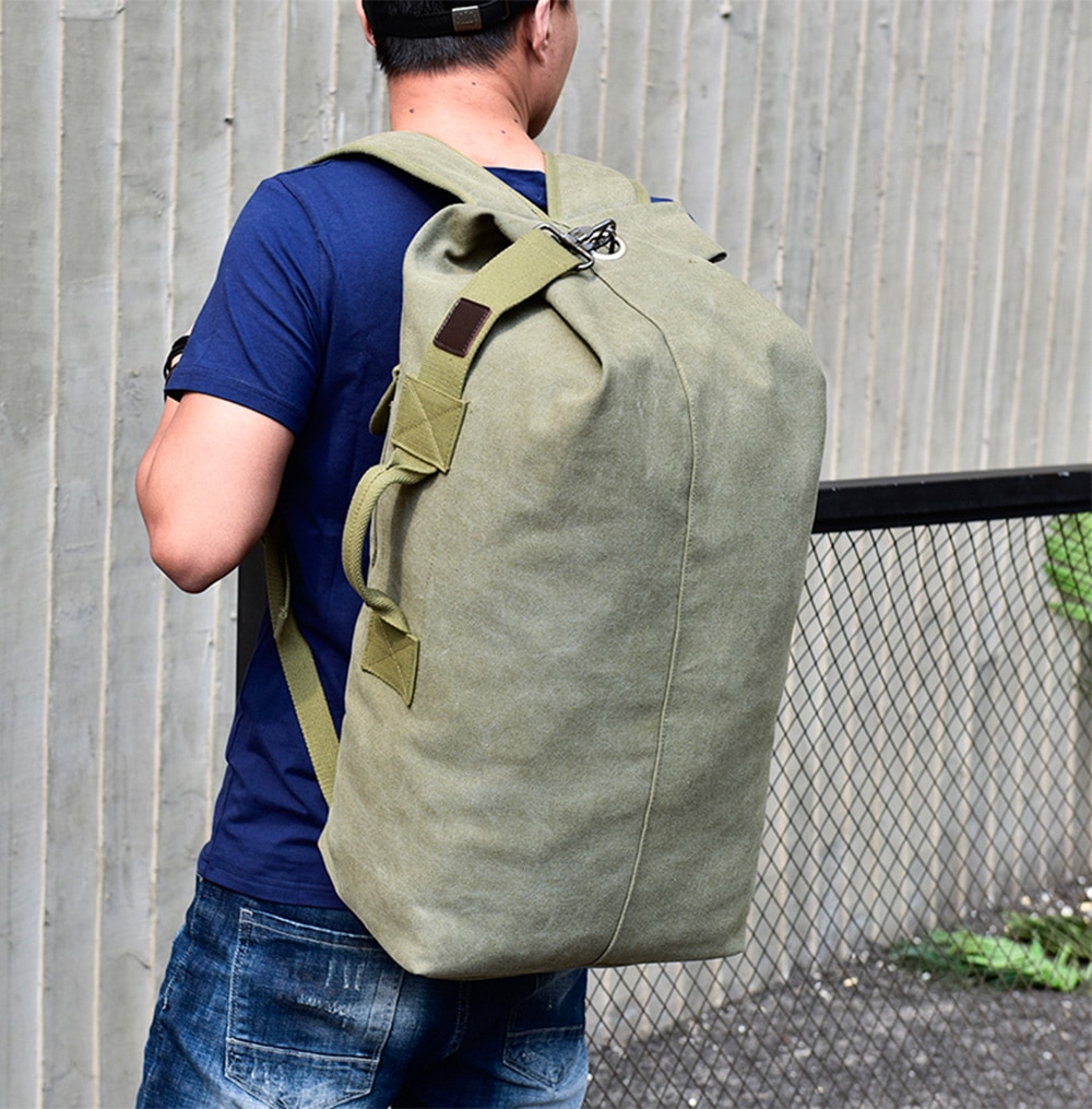 Outdoor Large Capacity Multifunctional Canvas Backpack- Wood