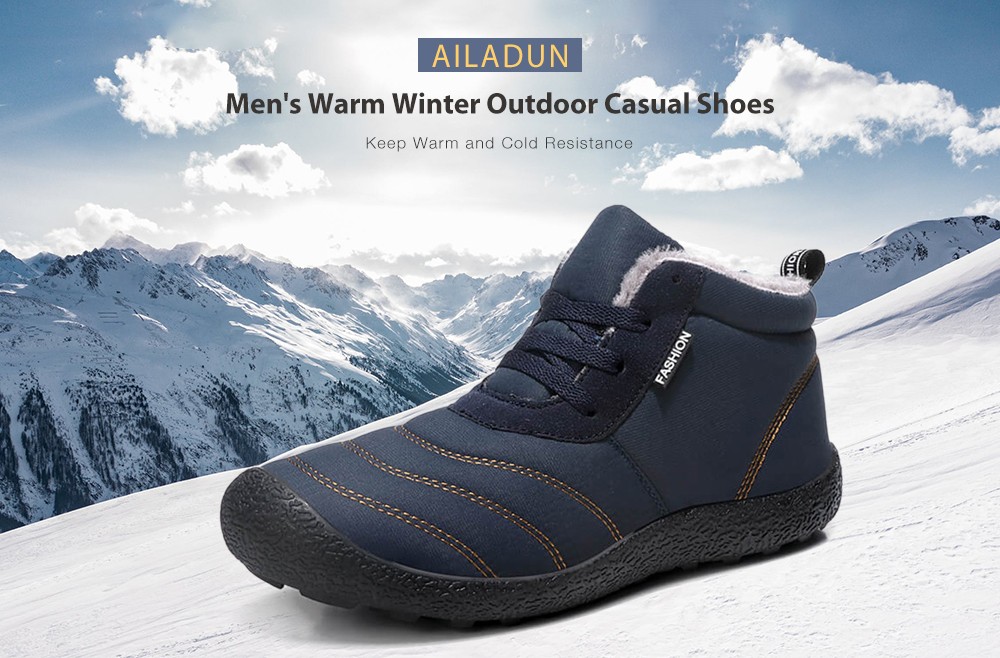 AILADUN Men's Warm Winter Outdoor Casual Shoes Durable Footwear Anti-collision Toe- Black EU 42