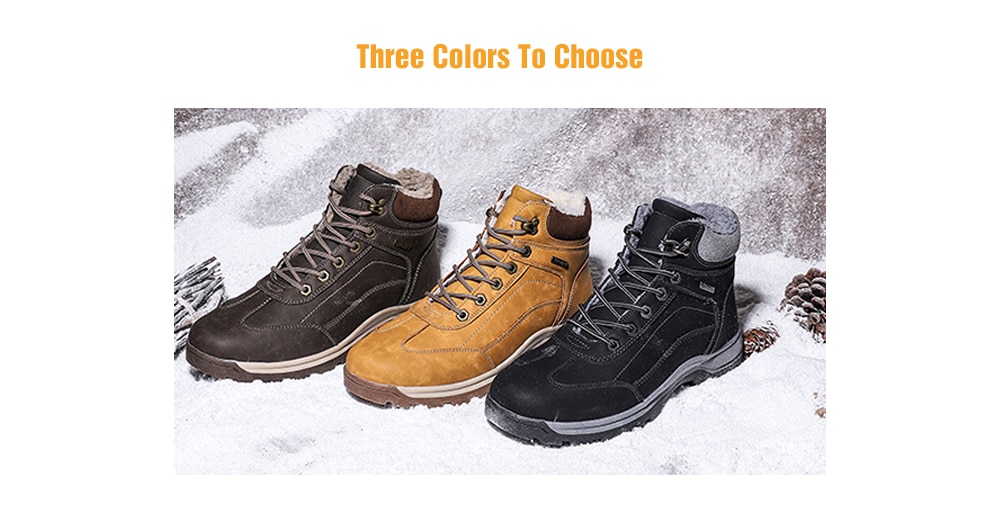 AILADUN Male Plus Velvet Slip Resistant Casual Boots Outdoor Sports Shoes Striped Laces- Yellow EU 43