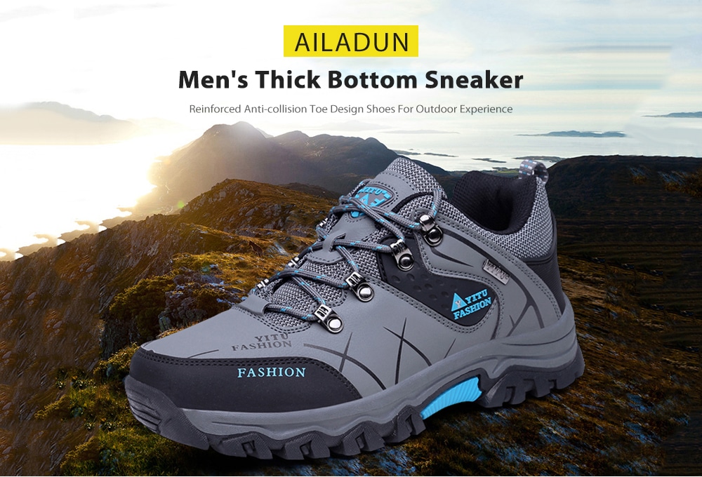 AILADUN Men's Thick Bottom Outdoor Sneaker Reinforced Anti-collision Toe Design Shoes - Black EU 41