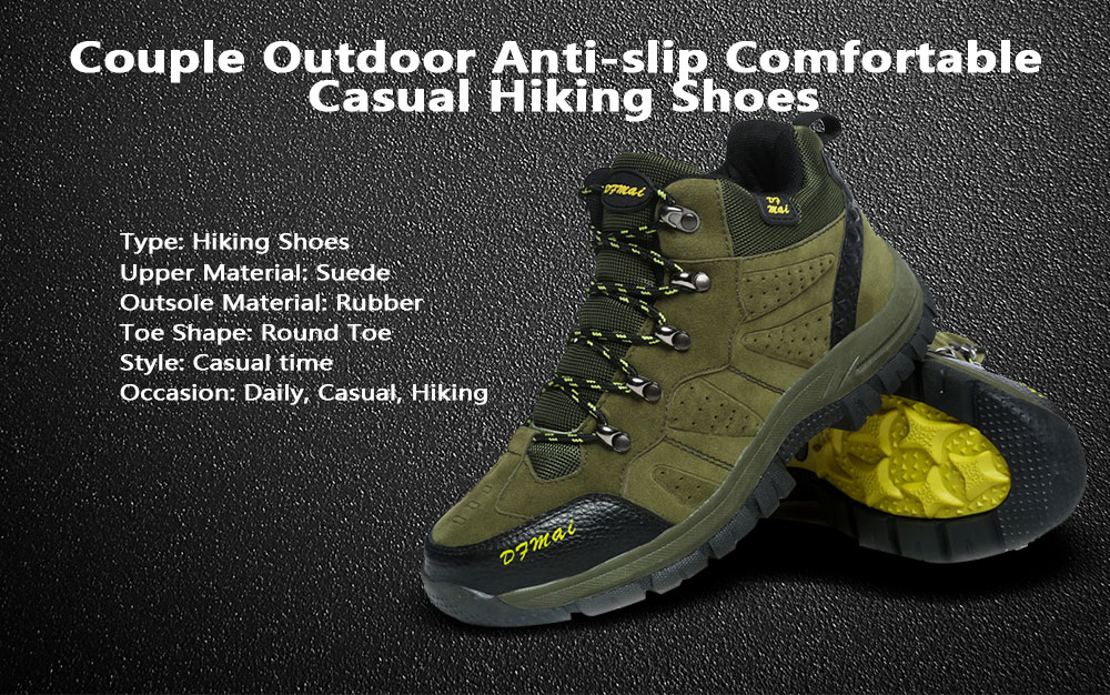 Outdoor Anti-slip Comfortable Casual Couple Hiking Shoes- Army Green 43