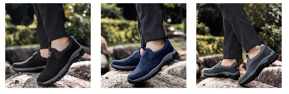 Men Leisure Sneakers Outdoor Anti-slip Slip-on Hiking Shoes- Lapis Blue EU 46