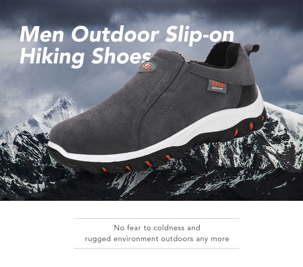 Men Plus Size Outdoor Slip-on Hiking Shoes- Deep Gray 40